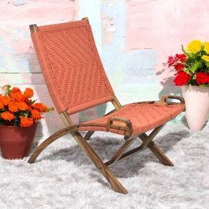 Natwest Sheesham Wood Relaxing Maachi Chair in Orange Canning