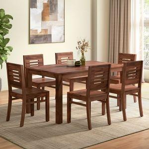 Arlo Teak Wood 6 Seater Dining Table with Arlo Dining Chair Set