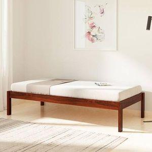 Hudson Solid Wood Single Size Non Storage Bed in Honey Oak Finish