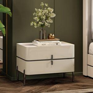 Naomi Bedside Table in High Gloss Beige Finish