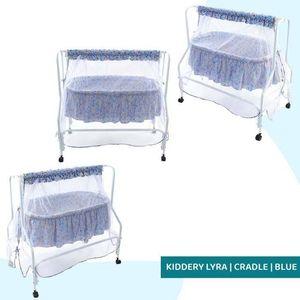 Mira Stainless Steel Baby Cradle with Mosquito Net Clouds &Checks