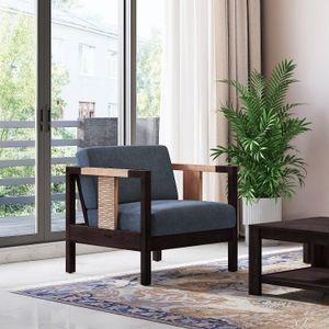 Cairo 1 Seater Wooden Sofa (Midnight Indigo Blue)