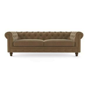 Winchester Luxe 3 Seater Fabric Sofa in Fawn Velvet Colour