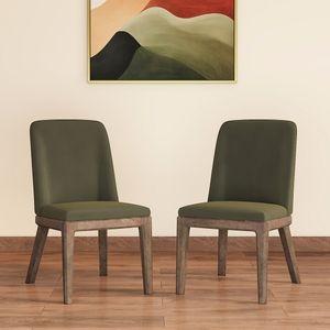 Anderson Dining Chair Danish Walnut Deep Olive Velvet