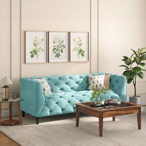 Henrietta 3 Seater Fabric Sofa (Icy Turquoise)