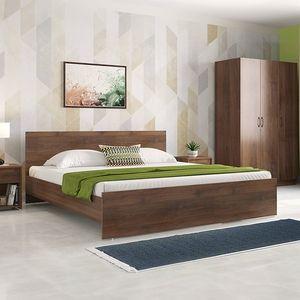 Zoey Engineered Wood King Size Bed In Classic Walnut Finish