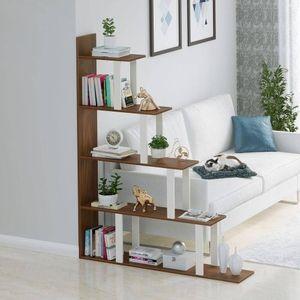 Wolabey Engineered Wood Bookshelf with Brown Maple & White finish