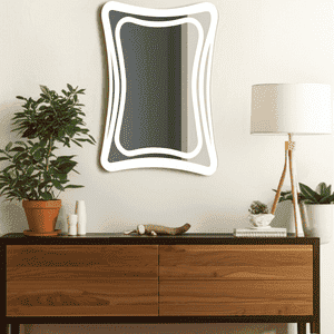 Wave Edge Frameless Frosted LED Mirror Artistic  Wall Decor