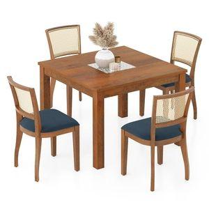 Brighton Square 4 Seater Dining Table With Reed Dining Chairs Set