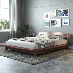 Tahiti Solid Wood Queen Size Bed In Teak Finish