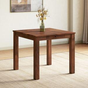 Arlo Teak Wood 4 Seater Storage Dining Table In Teak Finish