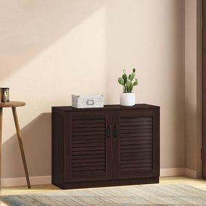 Bennis 12 Pair Shoe Rack in Dark Walnut Finish