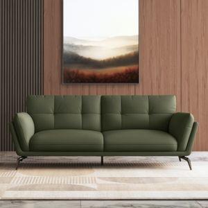 Vetra 3 Seater Leather Sofa In Olive