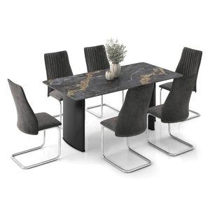 Rosen 6 Seater Ceramic Dining Table - Black Finish