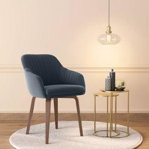 Rochelle Lounge Chair in Marengo Grey Velvet Colour