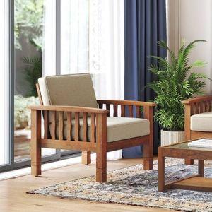 Raynor 1 Seater Wooden Sofa (Macadamia Brown)