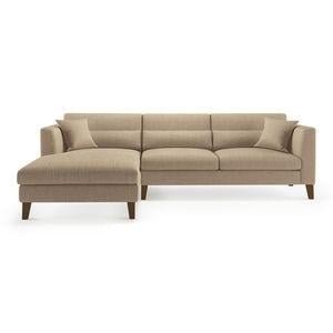 Lewis Sectional Sofa (Colour : Sandshell Beige, Cushion : Soft, Seater : Left Aligned 3 Seater + Left Aligned Chaise)