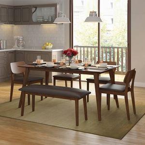 Lawson Solid Wood 6 Seater Dining Table In Walnut Finish
