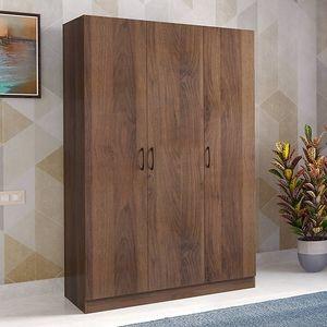 Zoey Engineered Wood 3 Door Wardrobe in Classic Walnut Finish