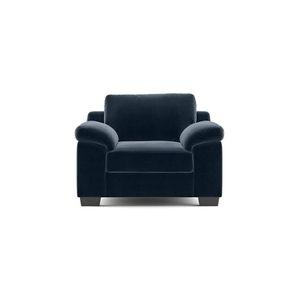 Esquel Luxe 1 Seater Fabric Sofa in Sea Port Blue Velvet Colour