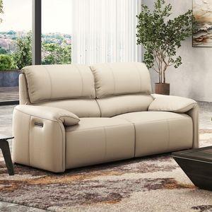 Leeroy Two Seater Leather Recliner Sofa in in Oyster White Colour