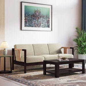 Cairo 3 Seater Wooden Sofa (Macadamia Brown)