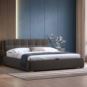 Stanhope Upholstered Hydraulic King Size Bed In Urban Grey Premium Chenille
