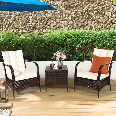 Carry Bird Wicker Patio Furniture Outdoor Balcony Chairs In Brown And Beige Colour