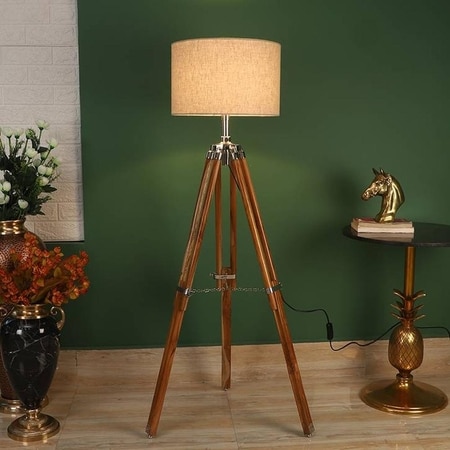 Shaela Natural Linen Shade Floor Lamp