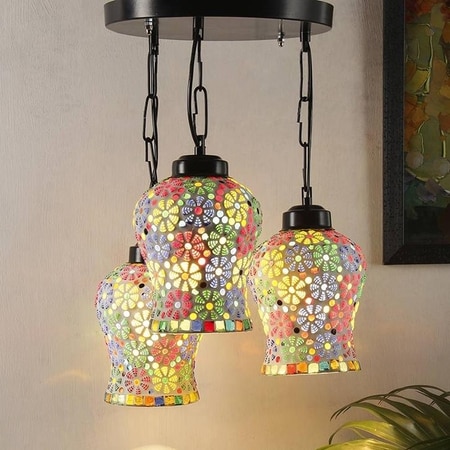 Raphael Multicolour Glass Cluster Hanging Light