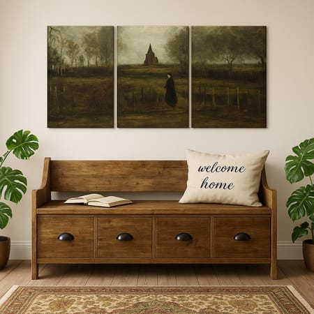 Truss Green Black Pieces Parsonage Garden Nuenen Canvas Canvas Wall Prints Set of 3 Multicolor Matte
