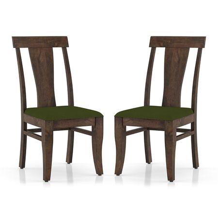 Fabio Dining Chair Set Of 2 In Colour Olive Green And Finish Danish Walnut