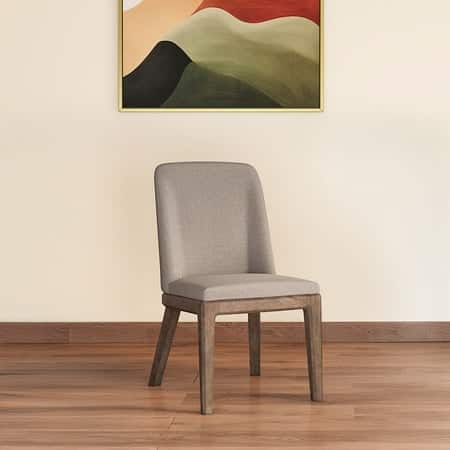 Anderson Solid Wood Dining Chair in Danish Walnut Finish & Shitake Beige Colour