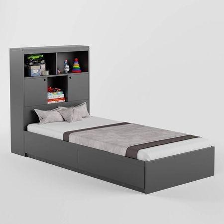 Ironhide Engineered Wood Box Storage Bed in Grey Colour