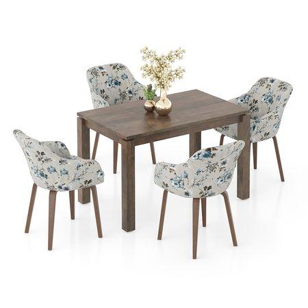Atlas Solid Wood 4 Seater Dining Table With Rochelle Lounge Chairs