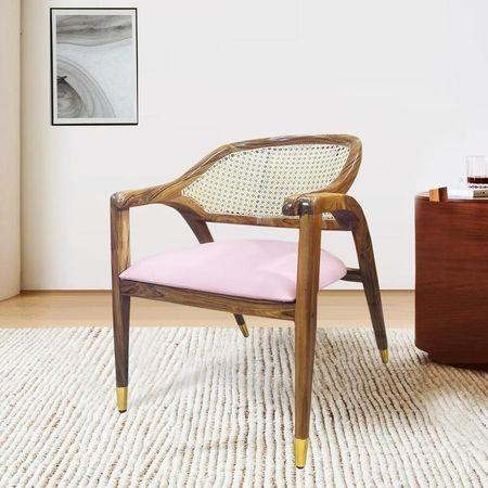 Jeny Solid Wood Lounge Chair In Pink Colour