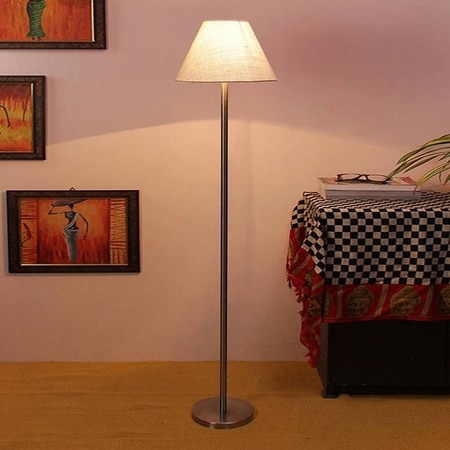 Denzel White Cotton Shade Floor Lamp