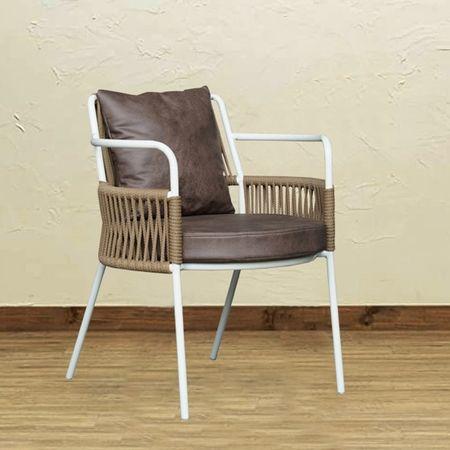 Paola Outdoor Accent Patio Weaving Chair in Ivory White