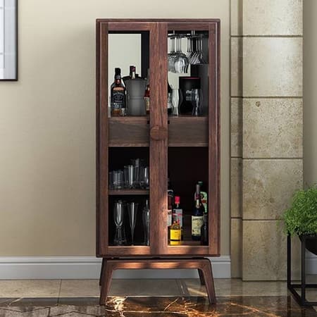 Boisdale Solid Wood Bar Cabinet (Walnut Finish)