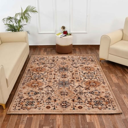 Multicolor Traditional Machine Made Polyester 5 X 7 Feet Carpet