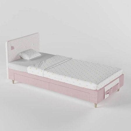 Color Play Engineered Wood Drawer Storage Bed in Pink Colour