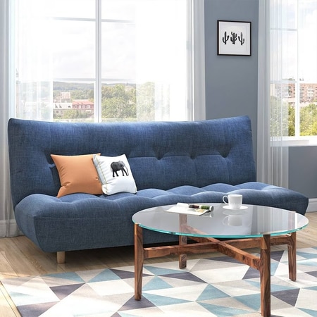 Palermo 3 Seater Click Clack Sofa cum Bed In Midnight Indigo Blue Colour