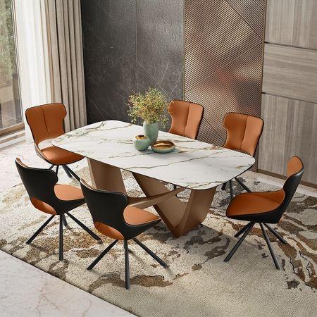 Paloma 6 Seater Pluto Spanish Ceramic Dining Table With Tulip Dining Chairs