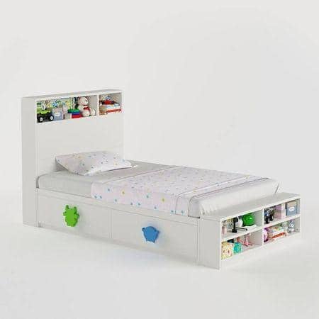 Optimus Prime Engineered Wood Box Storage Bed in Yellow Colour