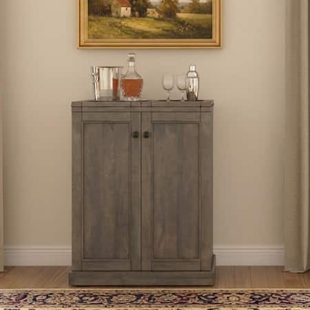 Caledonia Solid Wood Bar Cabinet (Danish Walnut Finish)