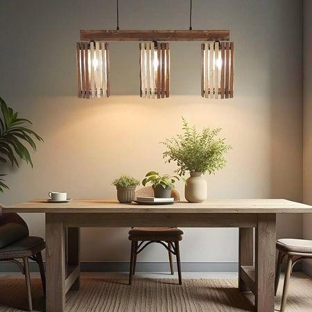 Hexar 3 Series Brown Solid Wood Cluster Hanging Light