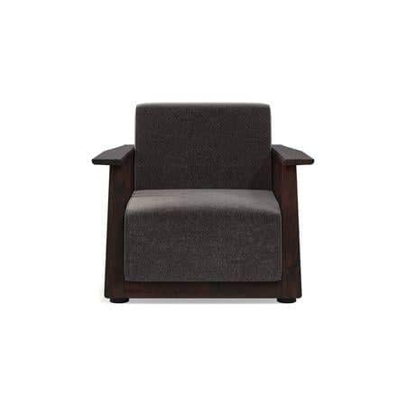 Serra Wooden Sofa - Mahogany Finish (Smoke Grey)