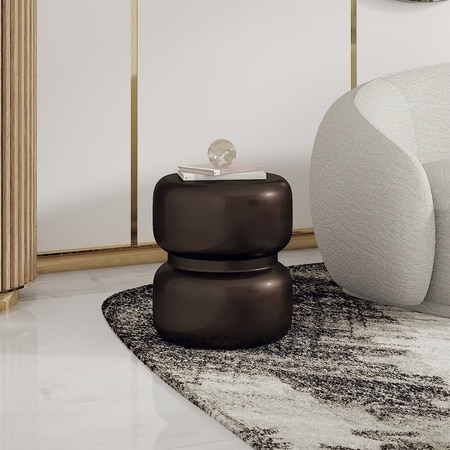 Duomo Metal Side Table In High Gloss Antique Copper Finish