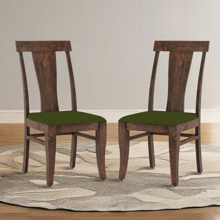 Fabio Dining Chair Set Of 2 In Colour Olive Green And Finish Danish Walnut