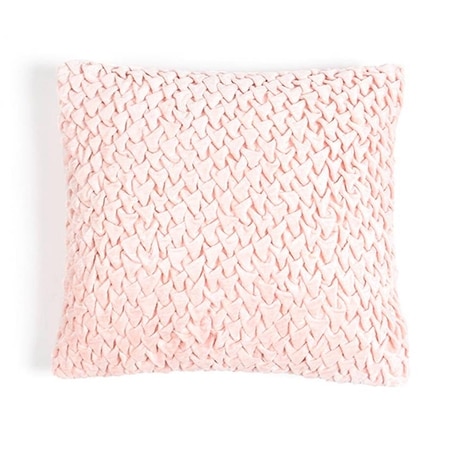 Smocking Cotton Blend Cushion Cover In Baby Pink